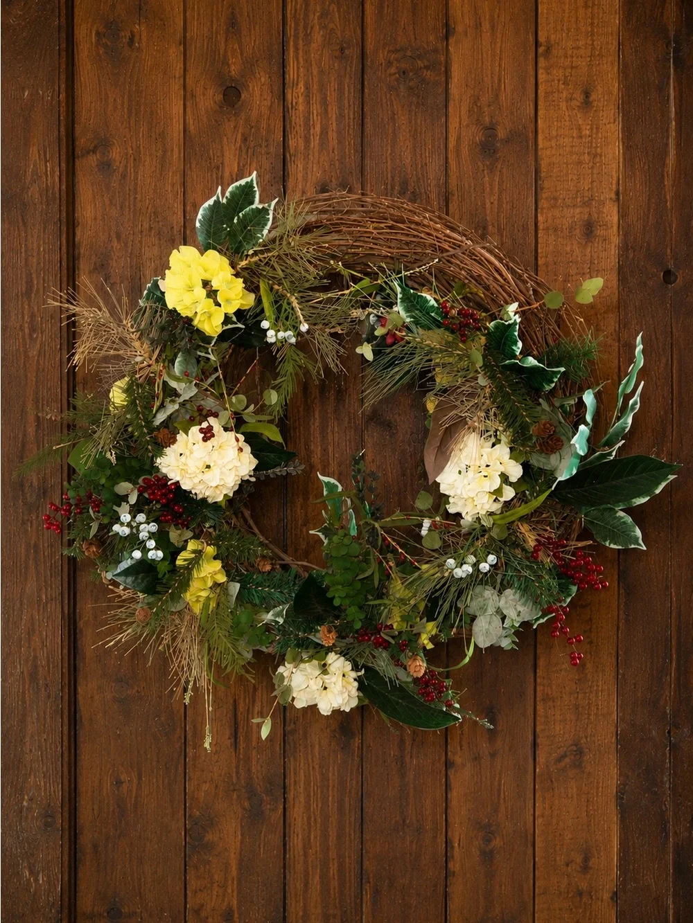 Yellow & White Floral Grapevine Wreath